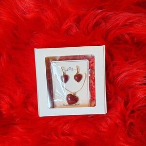 Heart-Shaped Red Jewelry Set